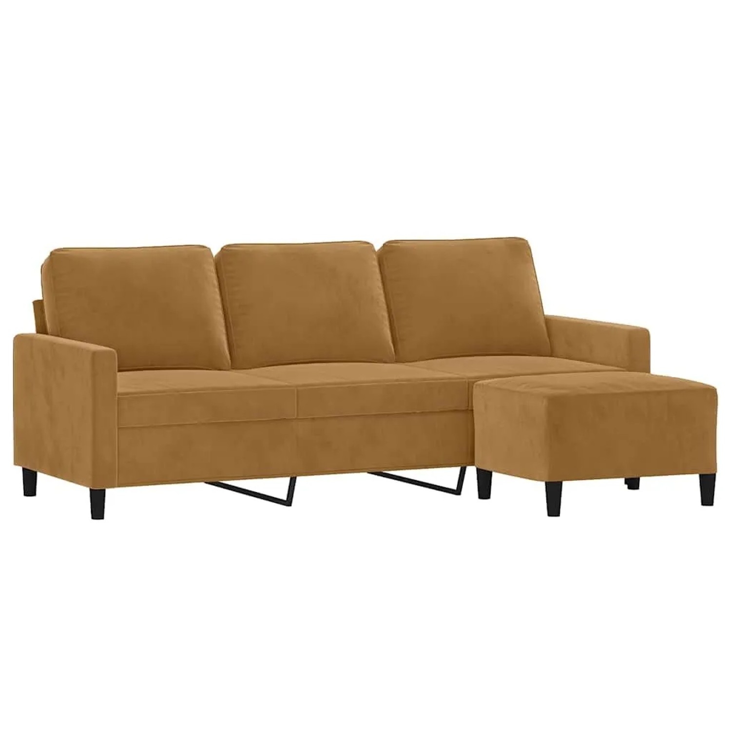 vidaXL 3-Sitzer-Sofa mit Hocker Braun 180 cm Samt 3201062 günstig online kaufen