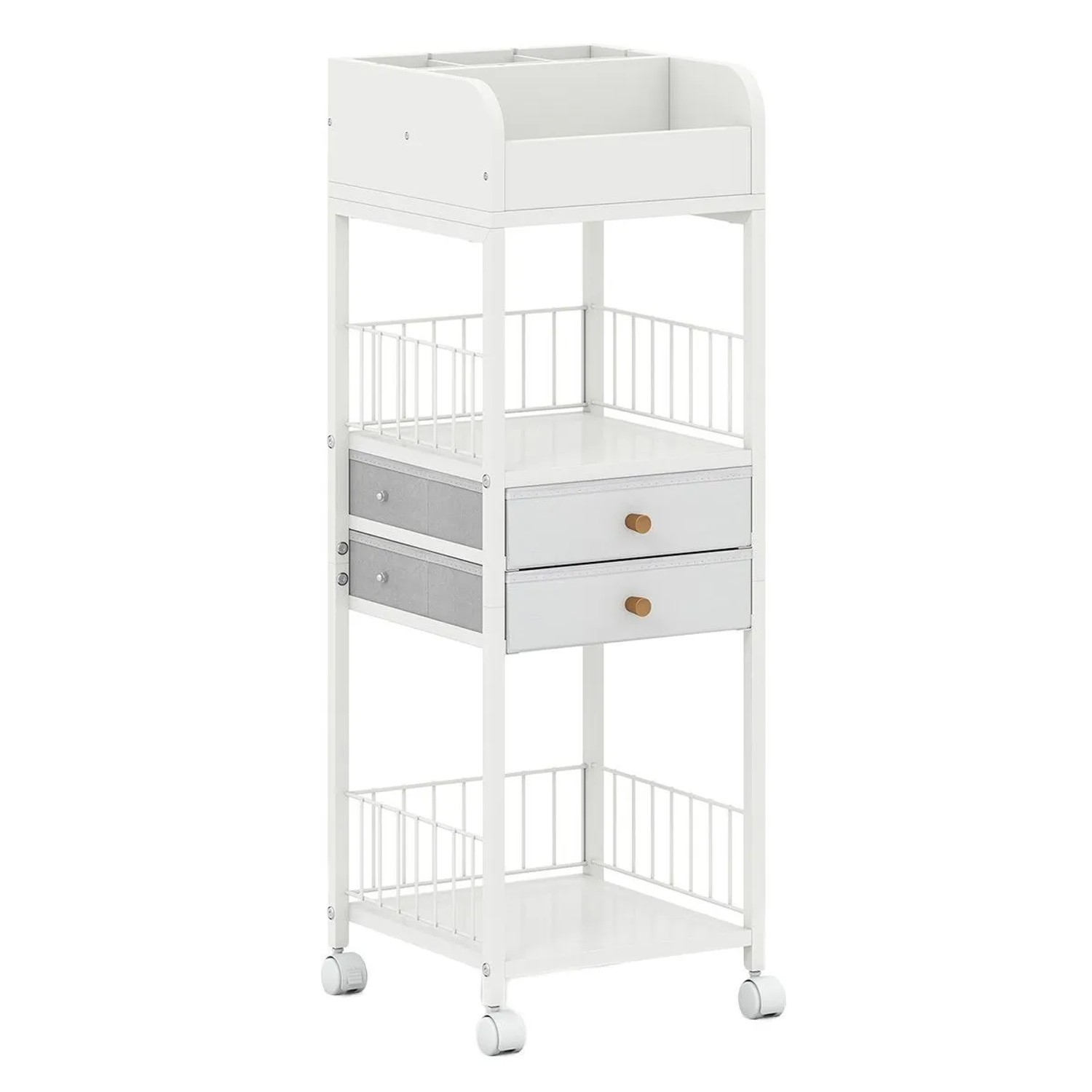 Costway Makeup Aufbewahrungswagen 30 x 30 x 90 cm mit Schubladen Weiß günstig online kaufen