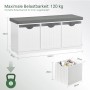 SoBuy Schuhbank mit Sitzfläche Sitzbank mit 3 Körben Schuhregal für Flur 100x46x36cm Weiß FSR30-W_5