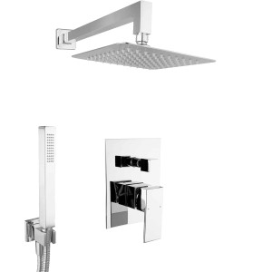 PaulGurkes Regendusche Komplettset, 20cm Messing Unterputz Duschset.