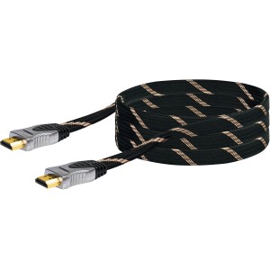 Schwaiger Flach-HDMI-Kabel (5 m) mit Ethernet, Gewebeummantelung und vergoldeten Kontakten.