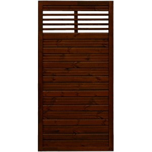 Braunes Sichtschutzzaun-Element Nicea aus lasiertem Kiefernholz, 180x90cm.