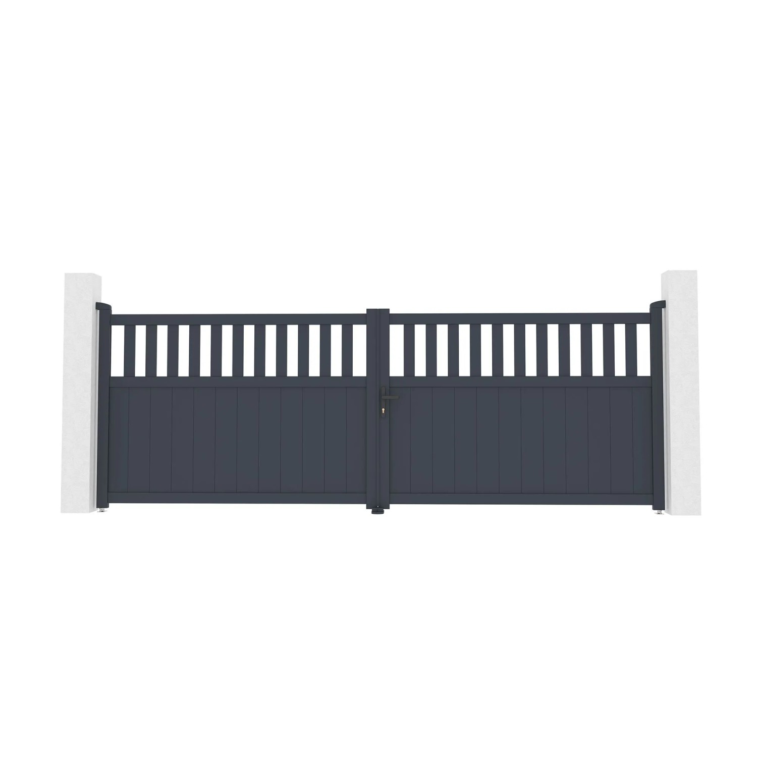 Casanoov Verstellbares Drehtor Breite Santis 400x140cm Grau Aluminium
