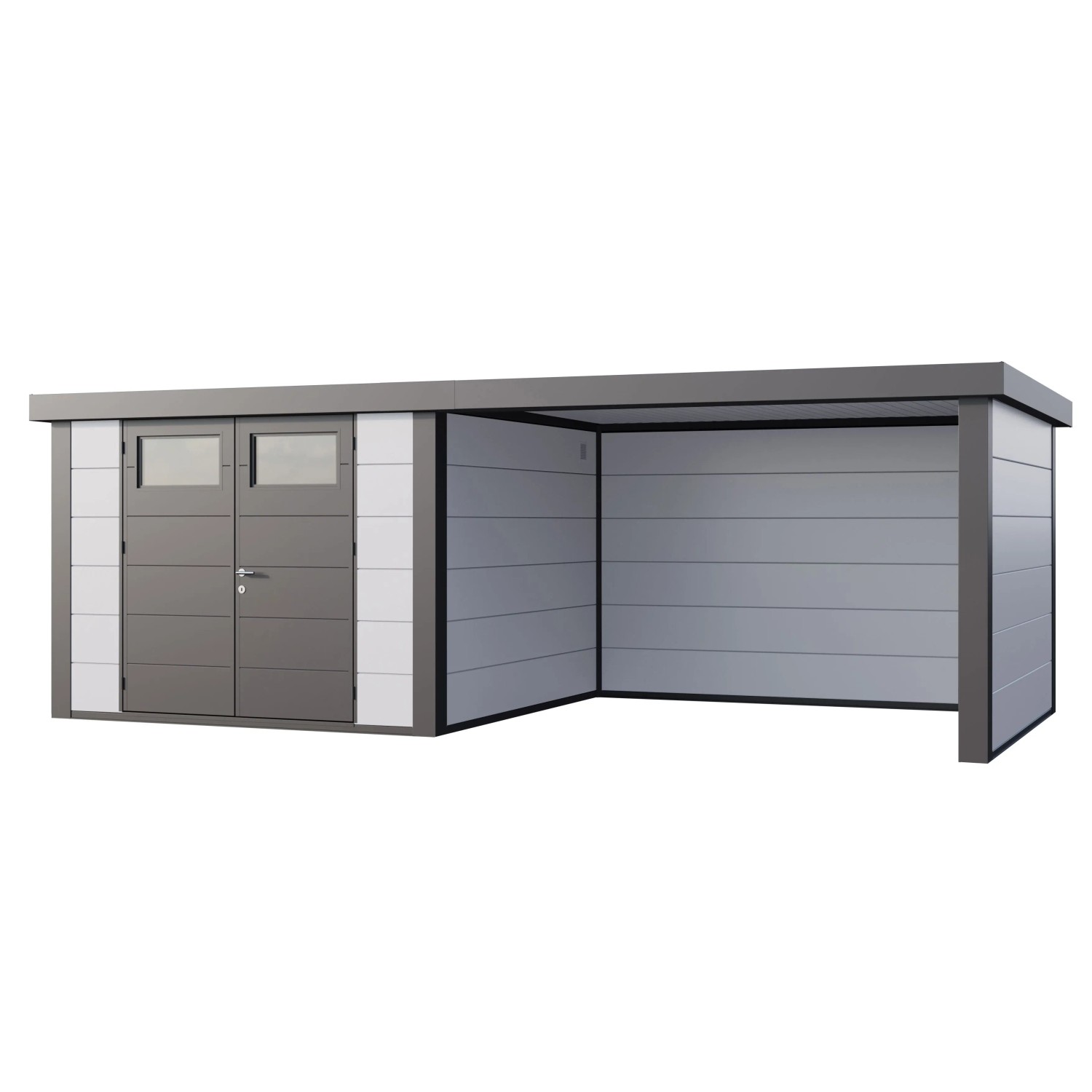 Gerätehaus Classico 3030 mit Lounge L Rechts 642 cm x 238 cm Weiß günstig online kaufen