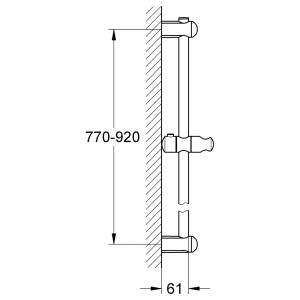 Technische Zeichnung: Grohe Euphoria Brausestange, 900 mm, mit Maßen für Installation.