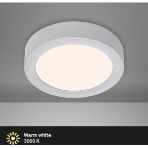 Briloner LED-Deckenleuchte in Chrom-Matt, runde Wandlampe mit warmweißem Licht.