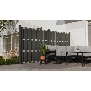 GroJa Fertigzaun Quadratisch 180 cm x 180 cm Steingrau