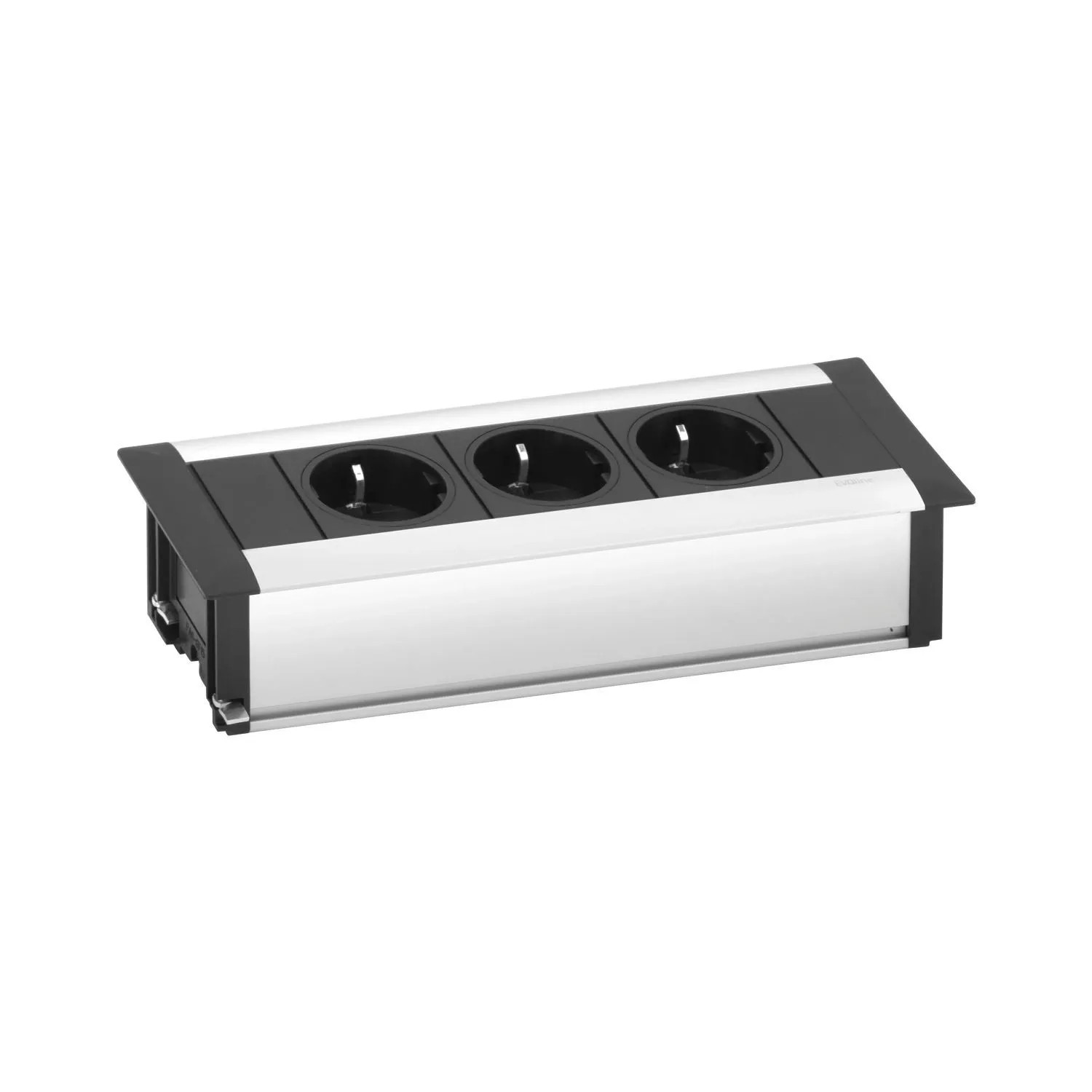 Evoline Einbau Steckdosenleiste Frame-Dock 3-Fach Schuko Alu