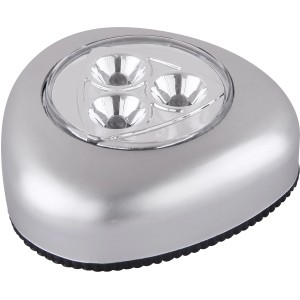 Globo LED-Pushlight Flashlight: Silbernes, batteriebetriebenes Nachtlicht mit 3 LEDs.