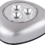 Globo LED-Pushlight Flashlight: Silbernes, batteriebetriebenes Nachtlicht mit 3 LEDs.
