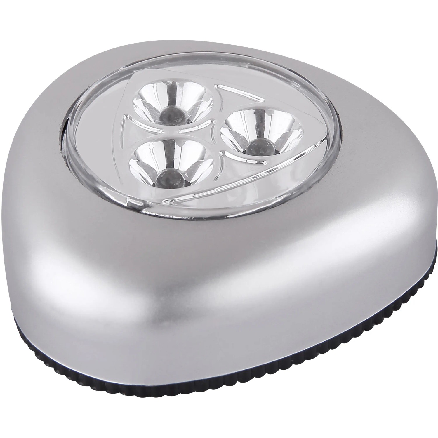 Globo LED-Pushlight Flashlight: Silbernes, batteriebetriebenes Nachtlicht mit 3 LEDs.