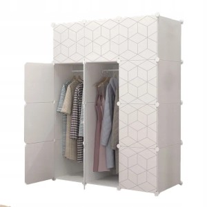 Rebiko Modularer Kleiderschrank Geometric Weiß Garderobe Regal Regalböden Kleiderstange XXL
