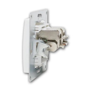 McPower FLAIR Netzwerkdose CAT6A, 2-fach, weiß, Unterputz, Detailansicht der Anschlüsse.