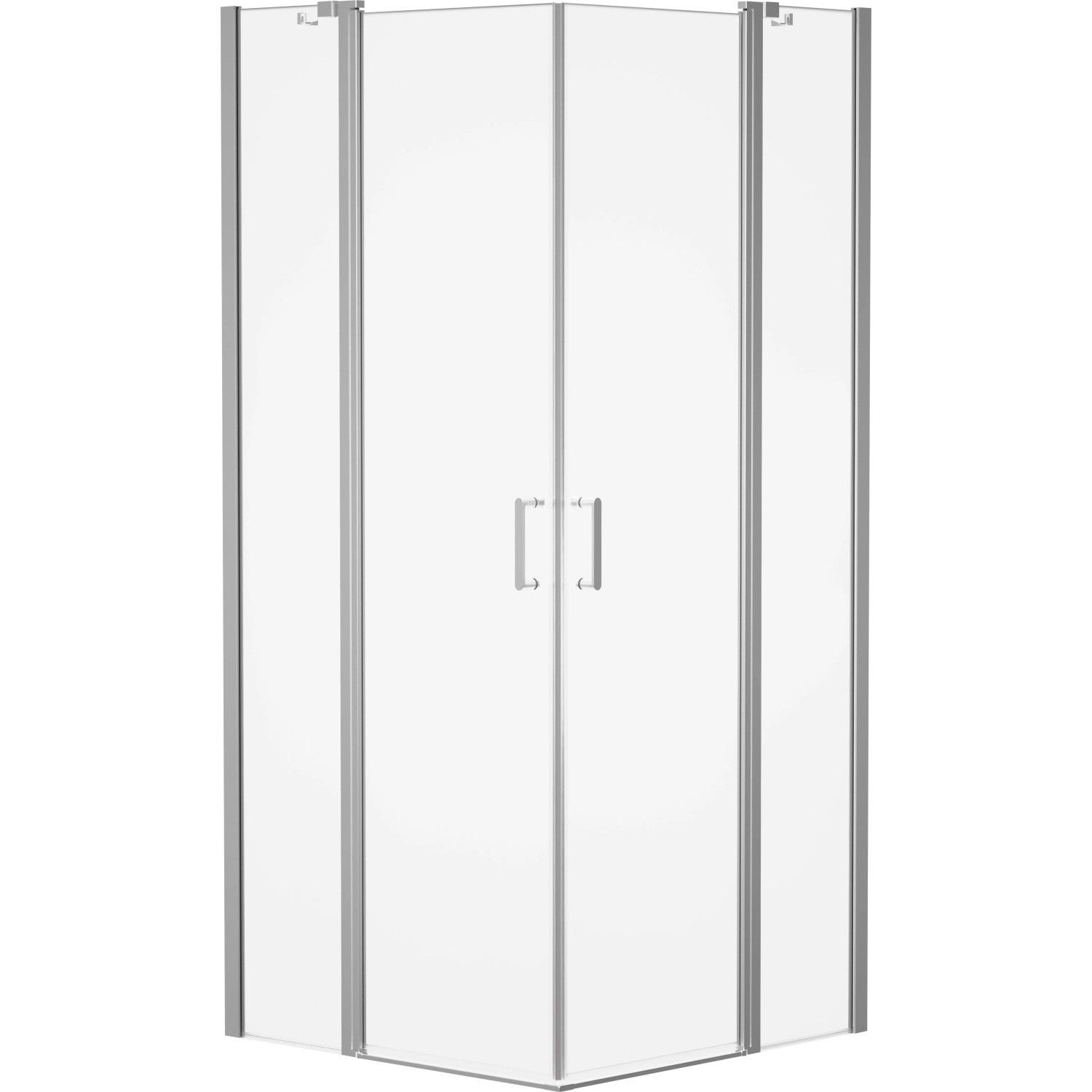 baliv Duschkabine DUK-90.50E, 90x90 cm, Chrom, rahmenlose Eckdusche mit Pendeltüren.