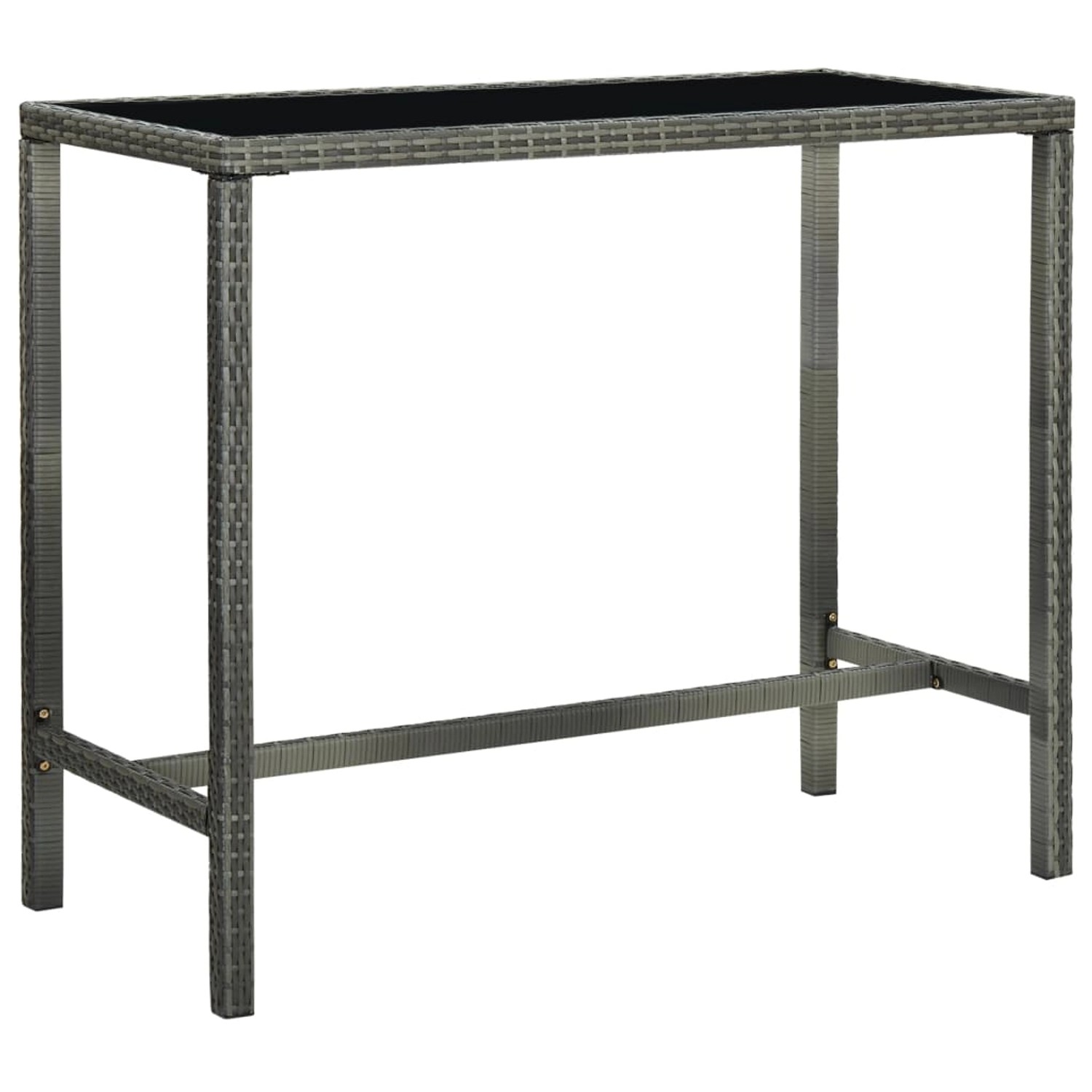 vidaXL Garten-Bartisch Grau 130x60x110 cm Poly Rattan und Glas 313462