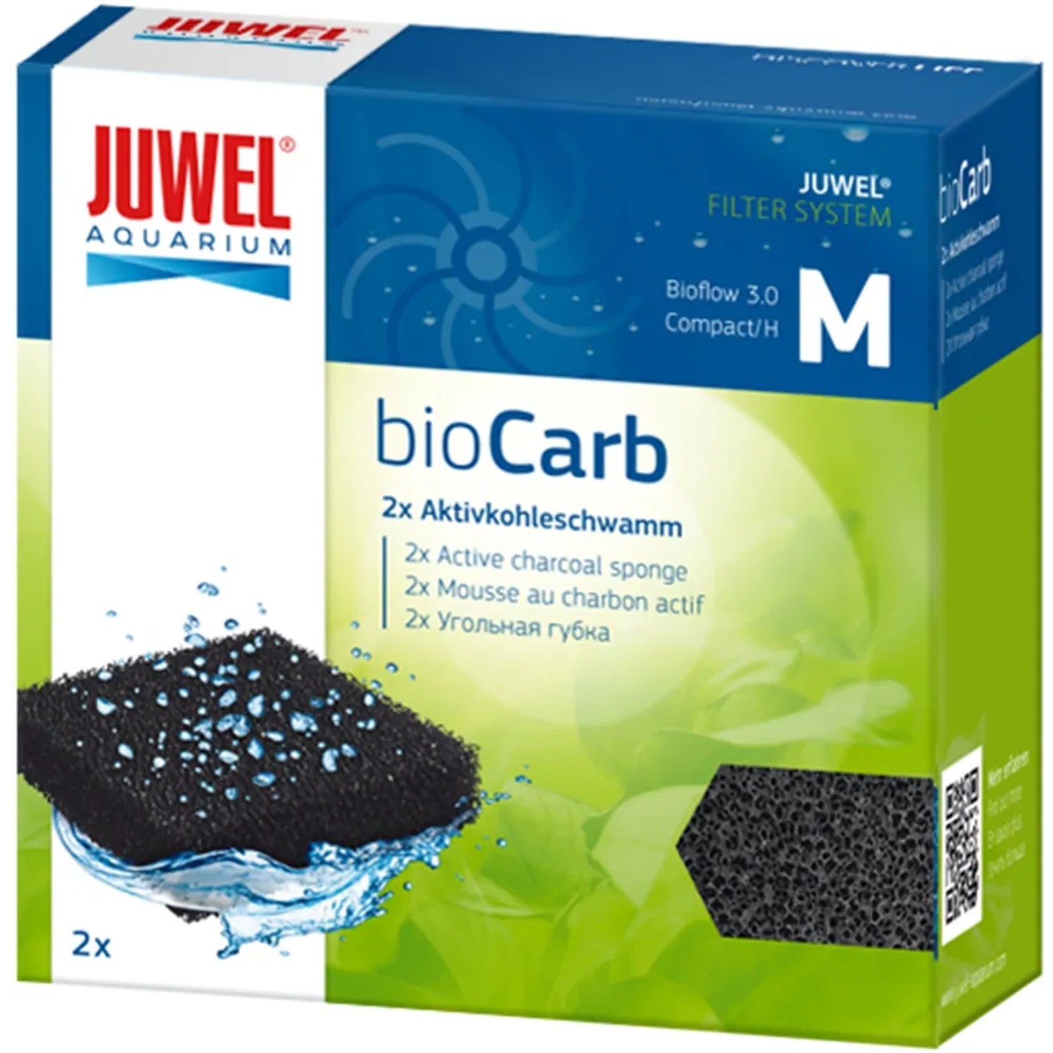 Juwel BioCarb M Kohleschwamm für Aquarium Filter, 2er Pack zur Wasserklärung.