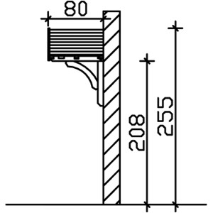 Technische Zeichnung: Skan Holz Haustür-Vordach Stettin 1, Eiche hell lasiert, Maße 180x80 cm.