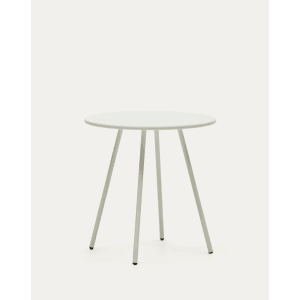 Weißer Natur24 Gartentisch Montjoi, 70x70 cm, aus Stahl. Moderner Outdoor-Tisch.