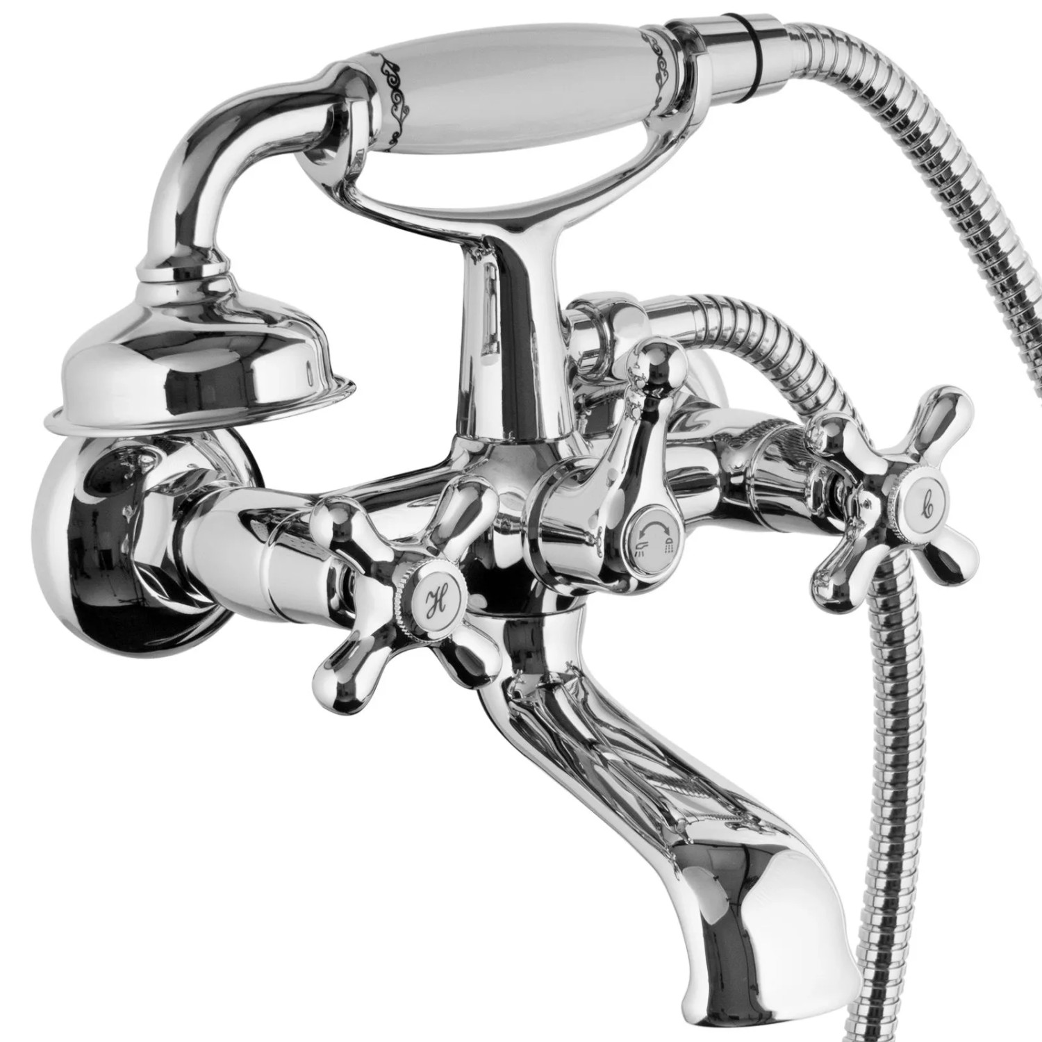PaulGurkes Design Retro Nostalgie Wannenarmatur mit Handbrause
