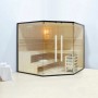 Home Deluxe Sauna SHADOW BIG XL für 6 Personen, Fichte, Glasfront, mit Ofen und Zubehör.
