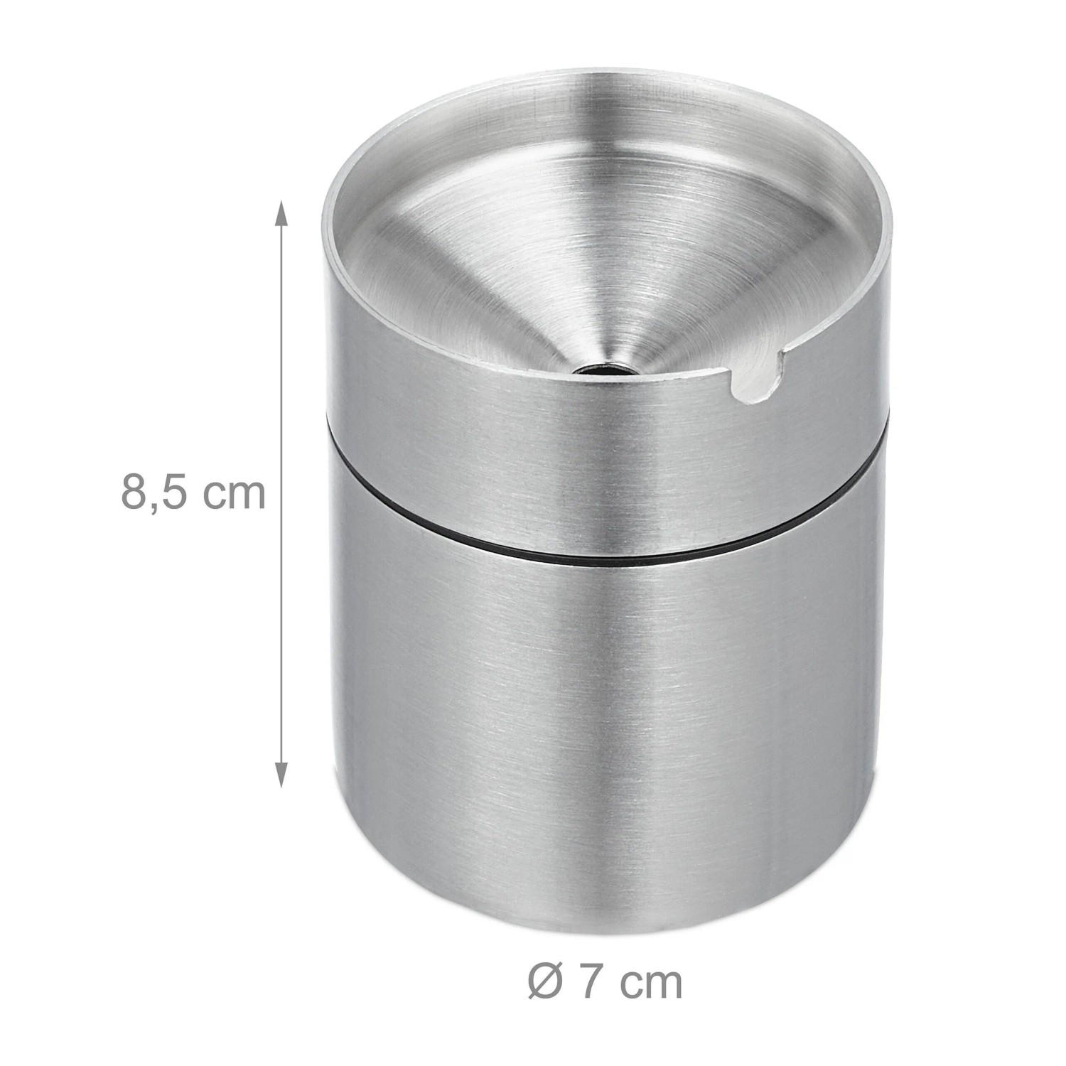 Relaxdays Aschenbecher mit Deckel Edelstahl Silber 8,5 cm x 7 cm 160 g_4