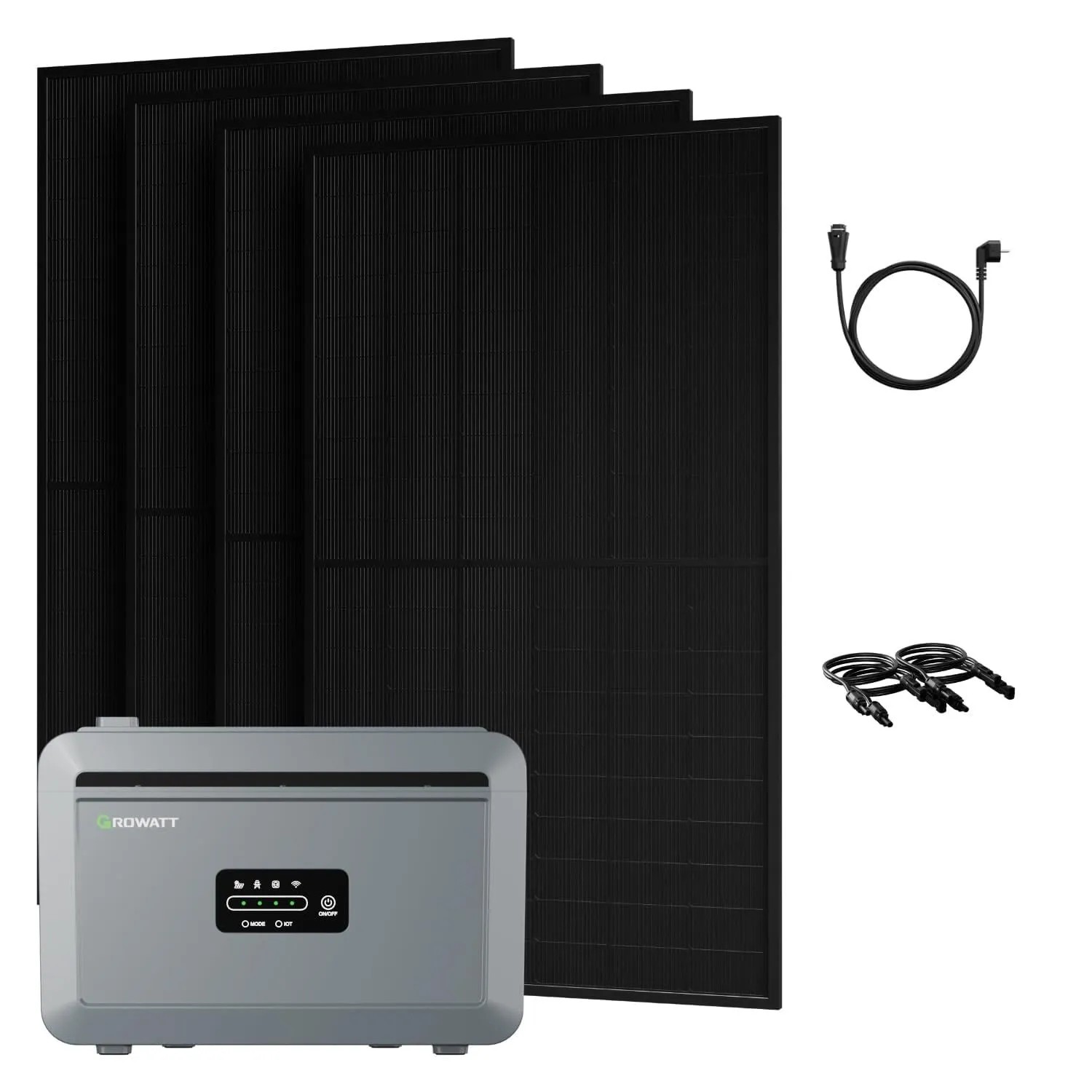 Growatt Balkonkraftwerk Set NEXA 2000 Speicher 2048 Wh mit 2000 W Bifazial Glas-Glas Full-Black