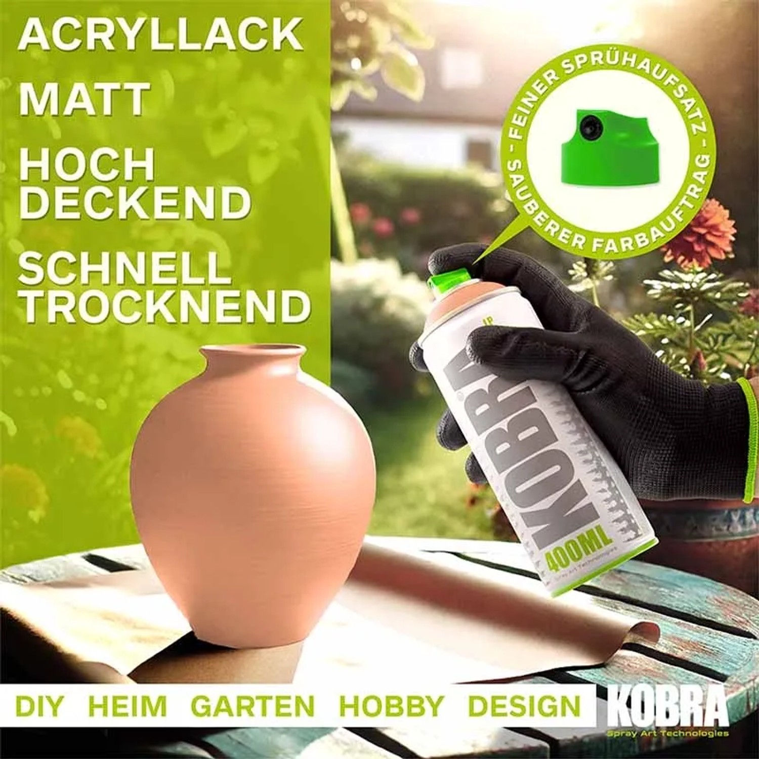Kobra LP Buntlack Spray Pastell Hellorange Matt 400ml Dose in Anwendung.