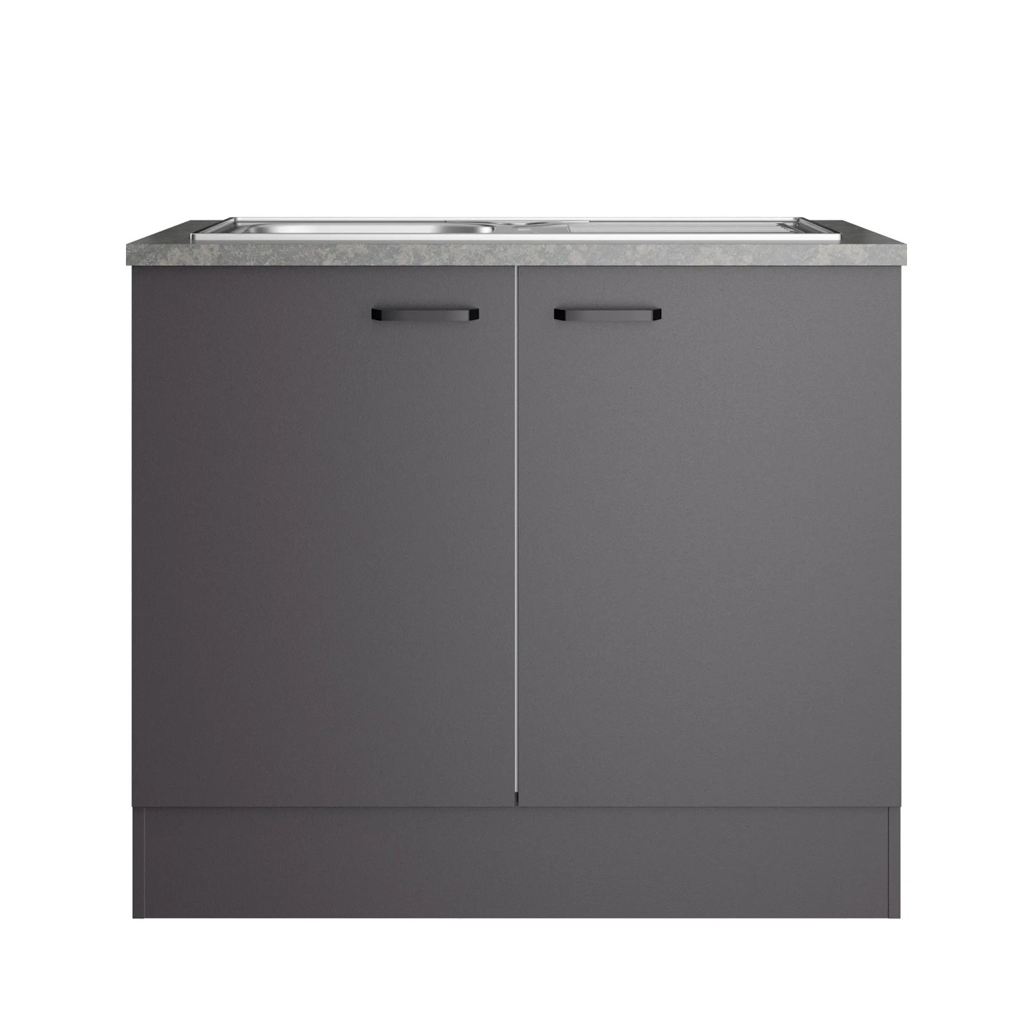 OPTIFIT Spülenunterschrank Kiel420 100x 88 x 60cm Anthrazit inkl. Edelstahlspüle