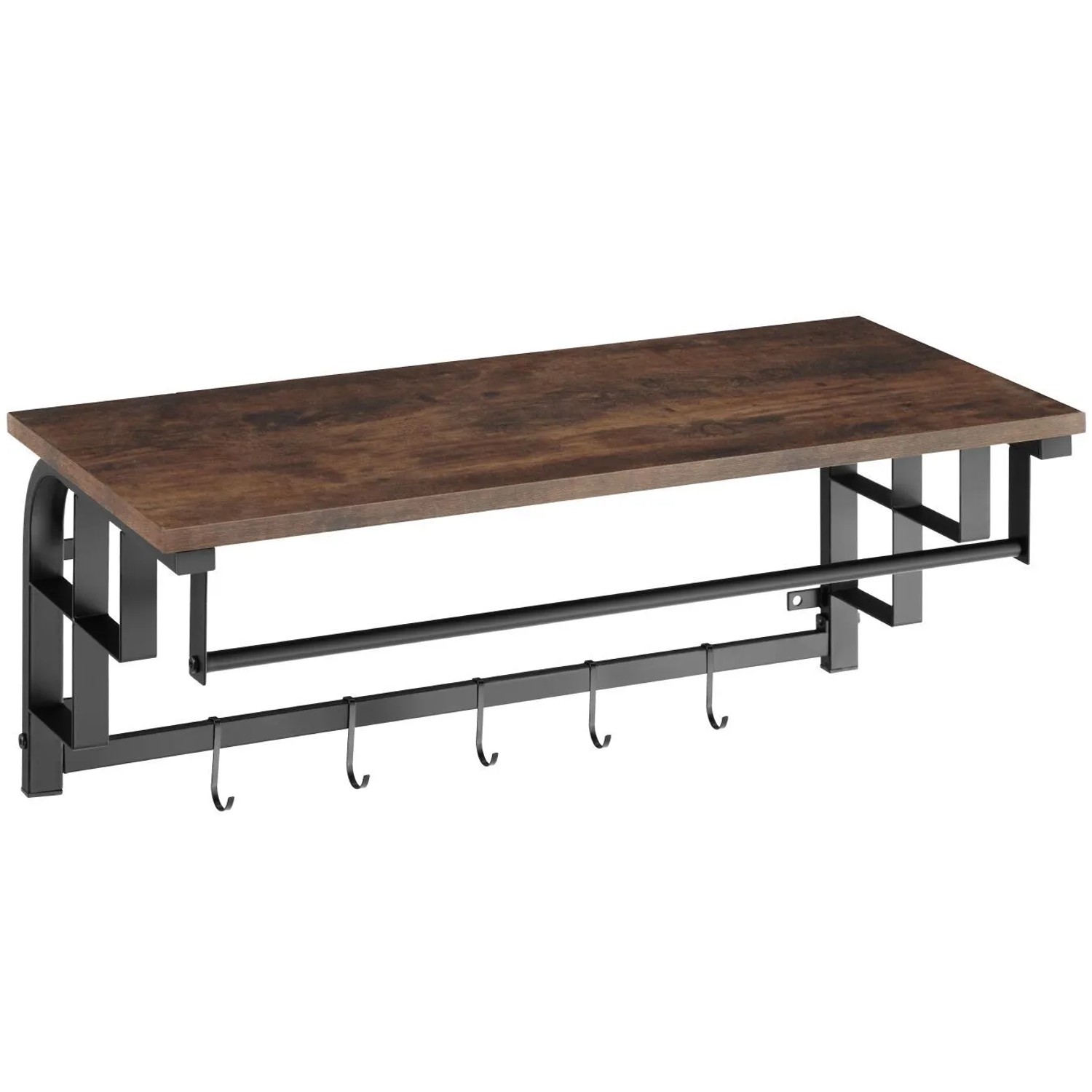 Tectake Wandgarderobe Westwood Industrial Style Holz und Stahl  30 x 66 x 27 cm Industrial Holz Dunkel  Rustikal