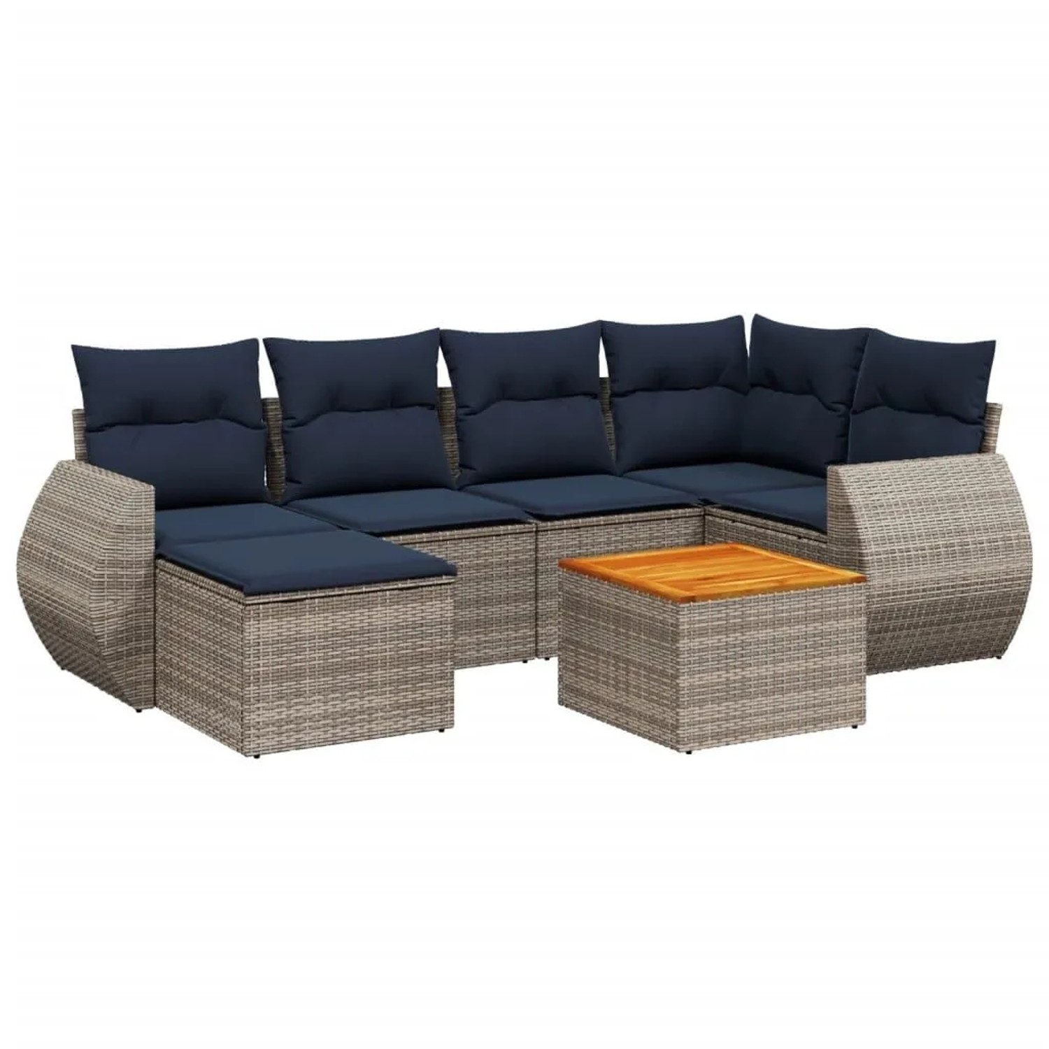 vidaXL 7-Tlg Gartensofa-Set mit Kissen Grau Polyrattan 3225109 günstig online kaufen