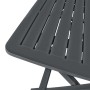Detailansicht: Anthrazitfarbenes, klappbares Bistro-Set aus Kunststoff, Teil der Gartenmöbel.