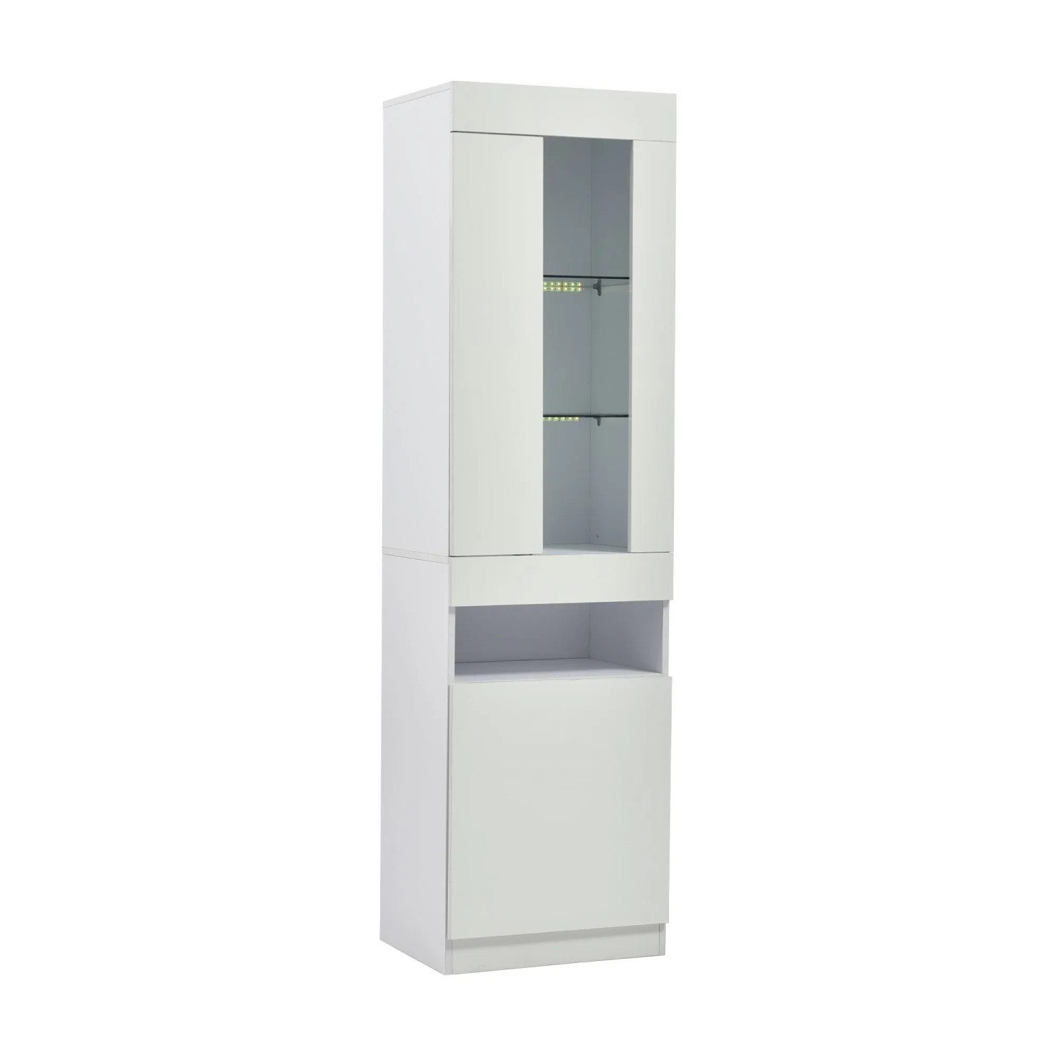 okwish Vitrine mit LED Beleuchtung Wohnzimmer 50x40x180cm Weiß