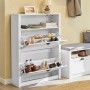 SoBuy Schuhkipper FSR87-W, weißer Schuhschrank mit 2 Klappen und Ablagefach, für Flur und Garderobe.