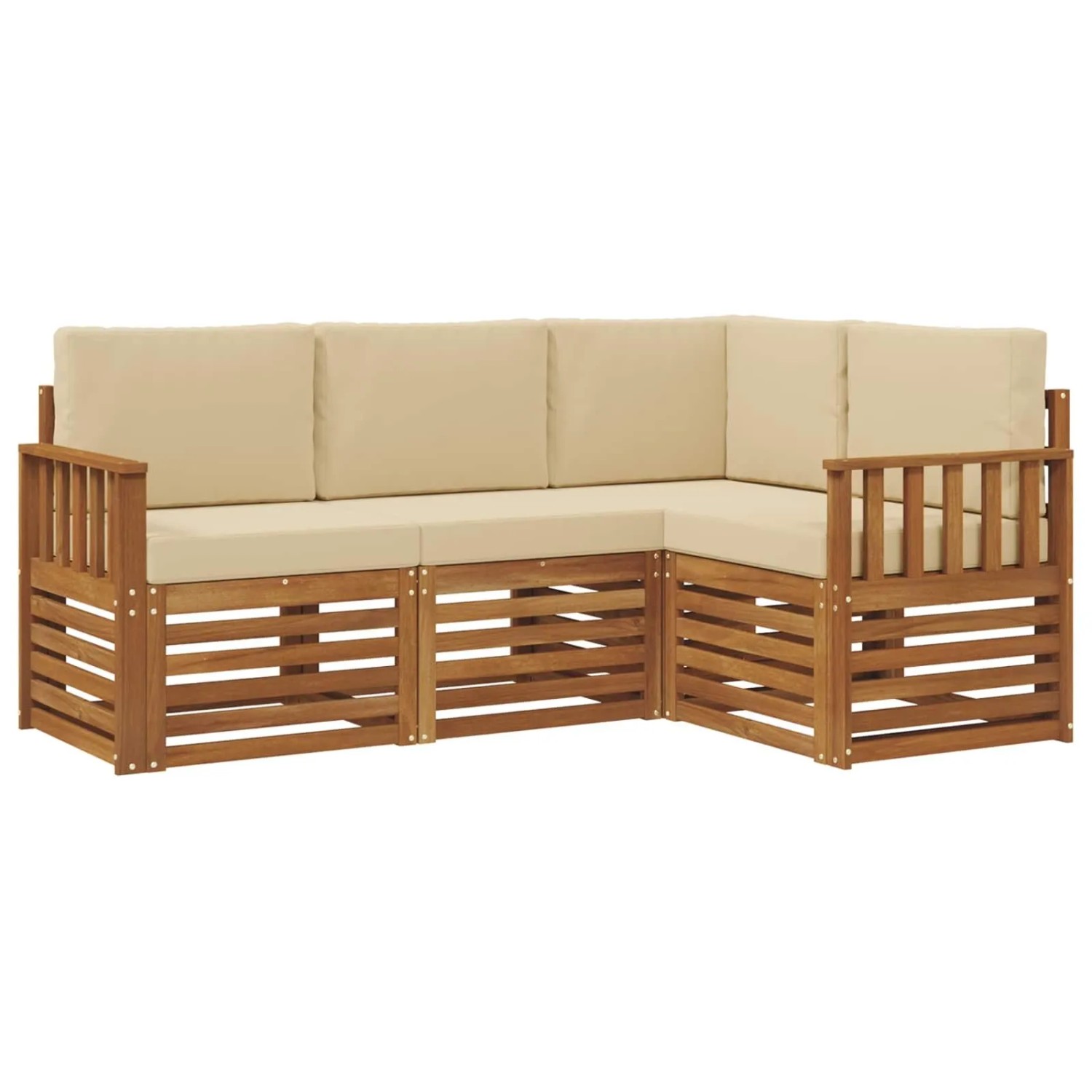 vidaXL Sofagarnituren 4 Tlg Natur und Beige Massivholz Akazie 3374723
