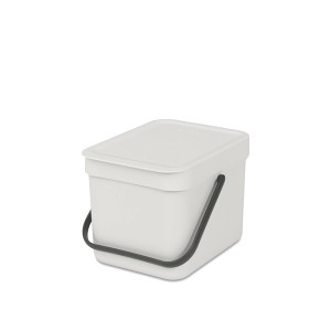 Hellgrauer PROREGAL Abfallsammler mit Deckel, 6 Liter, aus Kunststoff.