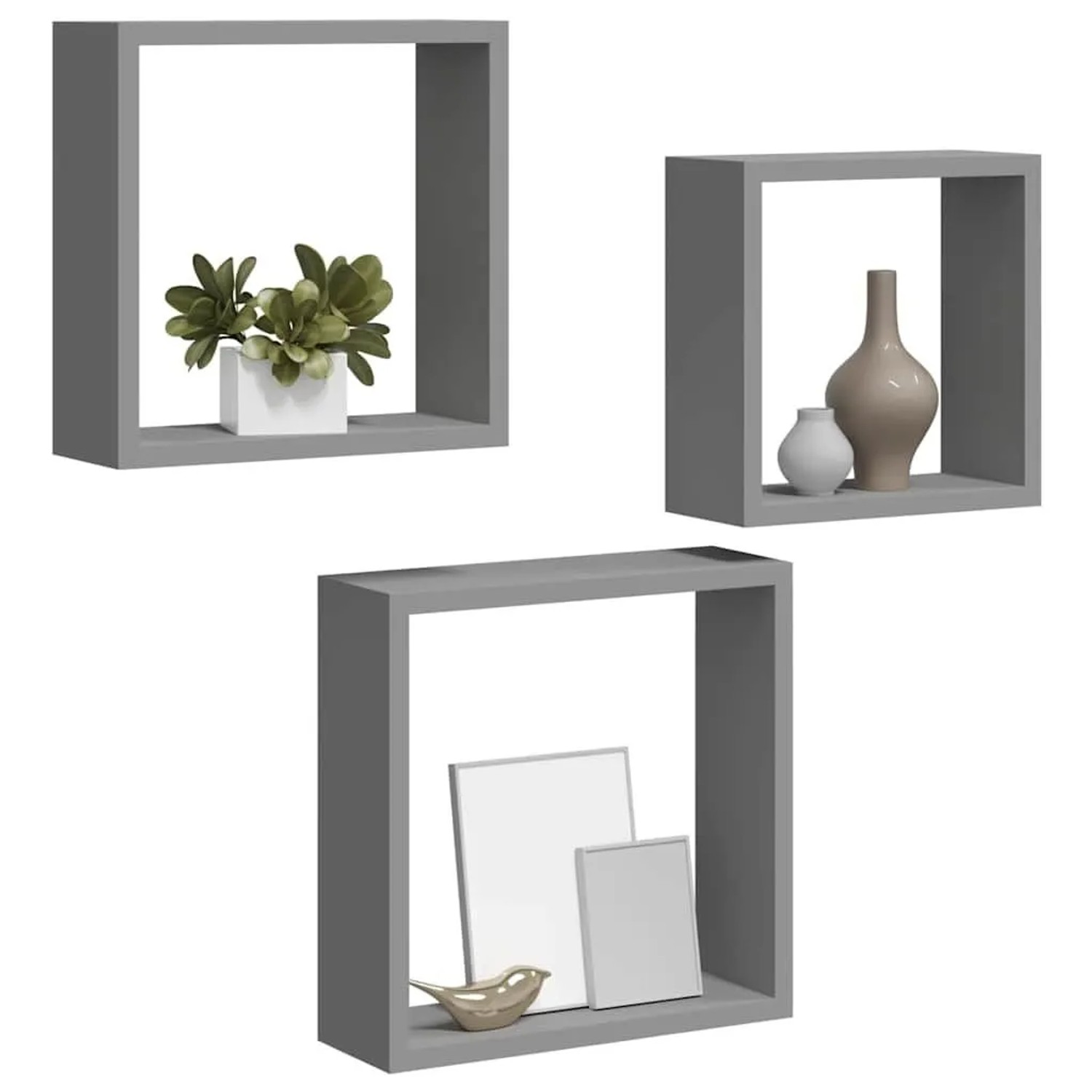 vidaXL Würfelregale 3 Stk Grau MDF 323951_4