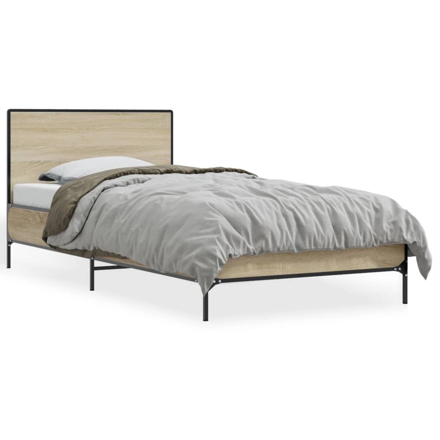 vidaXL Bettgestell Sonoma-Eiche 75x190 cm Holzwerkstoff und Metall 845558 günstig online kaufen
