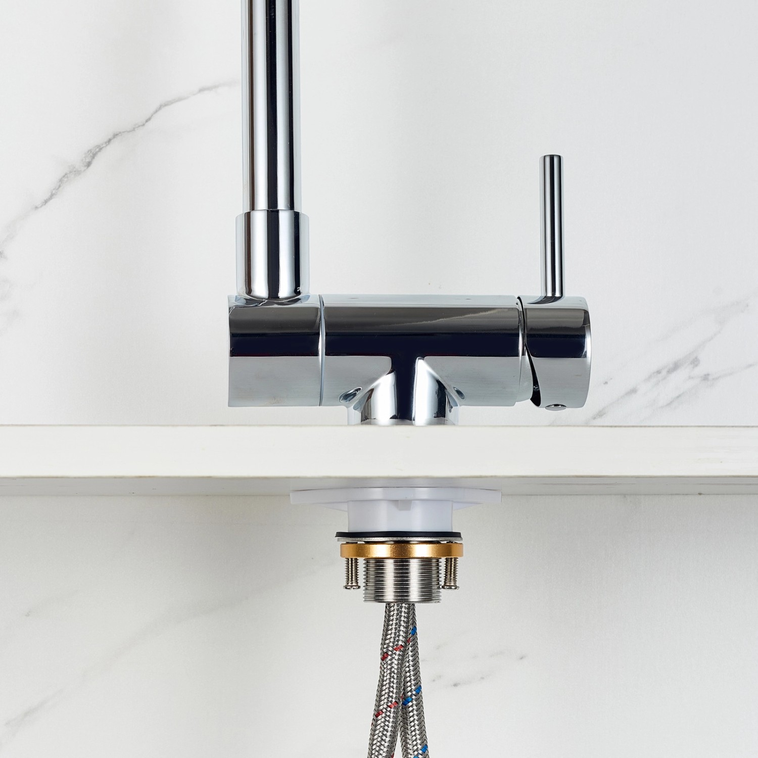 AICA Wasserhahn Faltbare 360° Drehbare Chrom Küchenarmatur 304 Edelstahl Hochdruckfest Mischbatterie Spültischarmatur_8