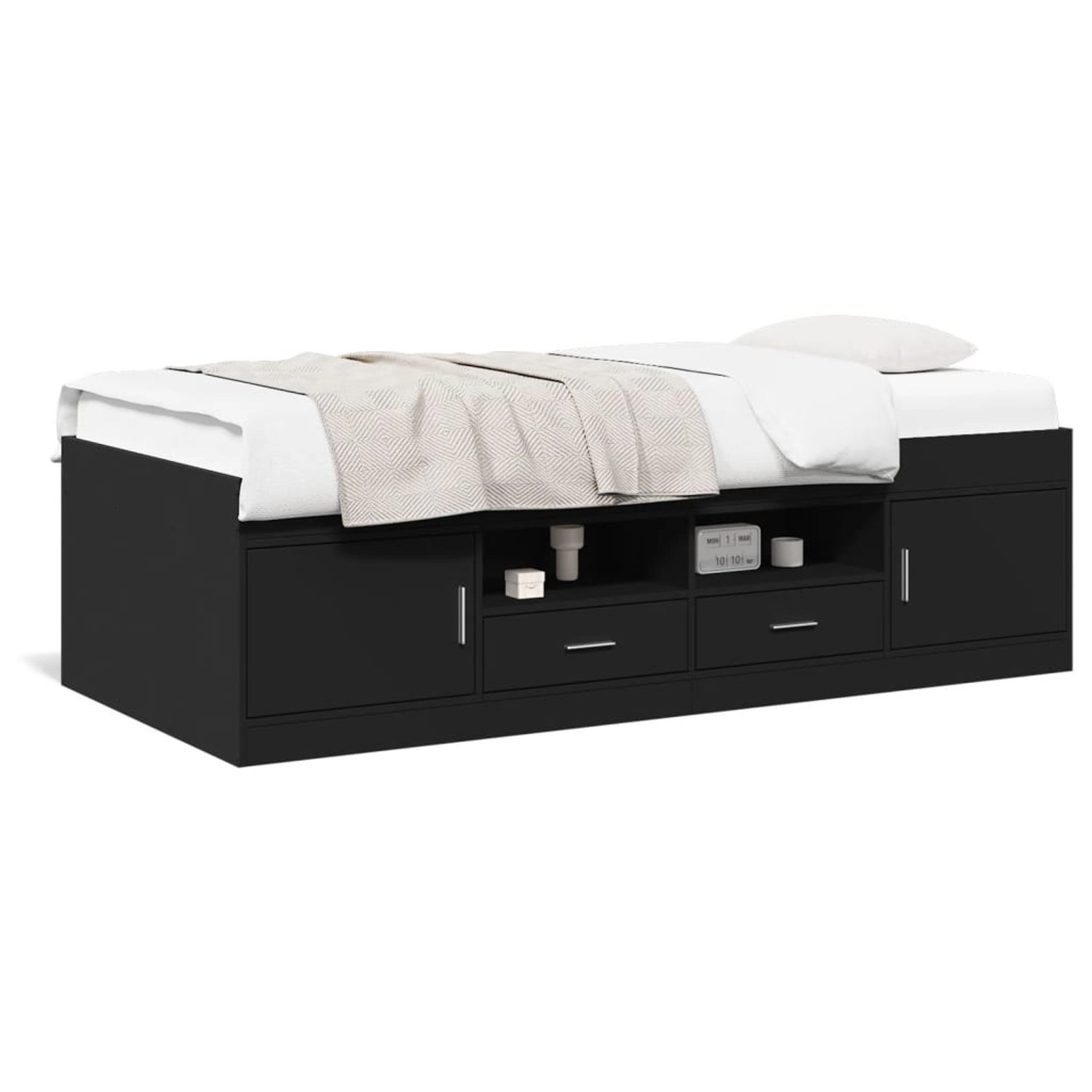 vidaXL Tagesbett mit Schubladen ohne Matratze Schwarz 75x190 cm 3280259