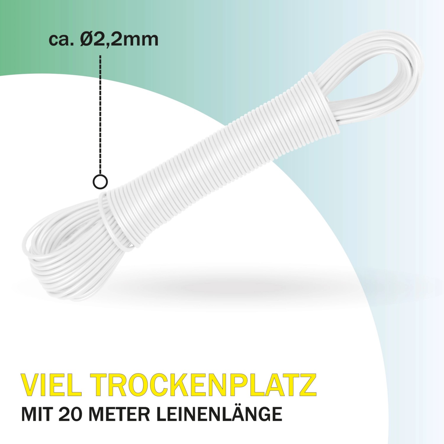 Bestlivings Wäscheleine, 20m, 4er Pack, Weiß. Robuste, wetterfeste Reinigungs-Leine für Wäsche.