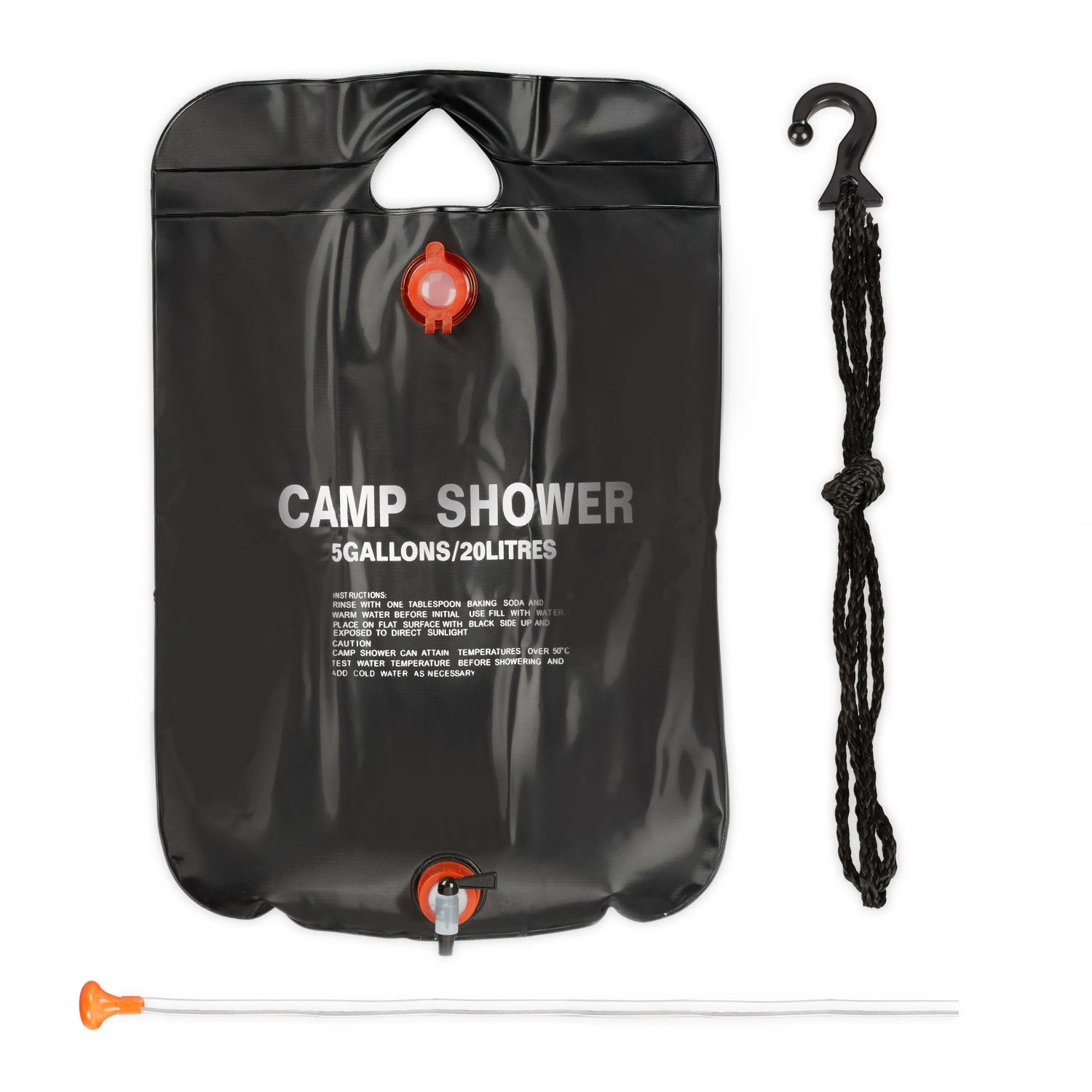 Relaxdays Campingdusche PVC Schwarz Faltbar 20, 61 cm x 40 cm