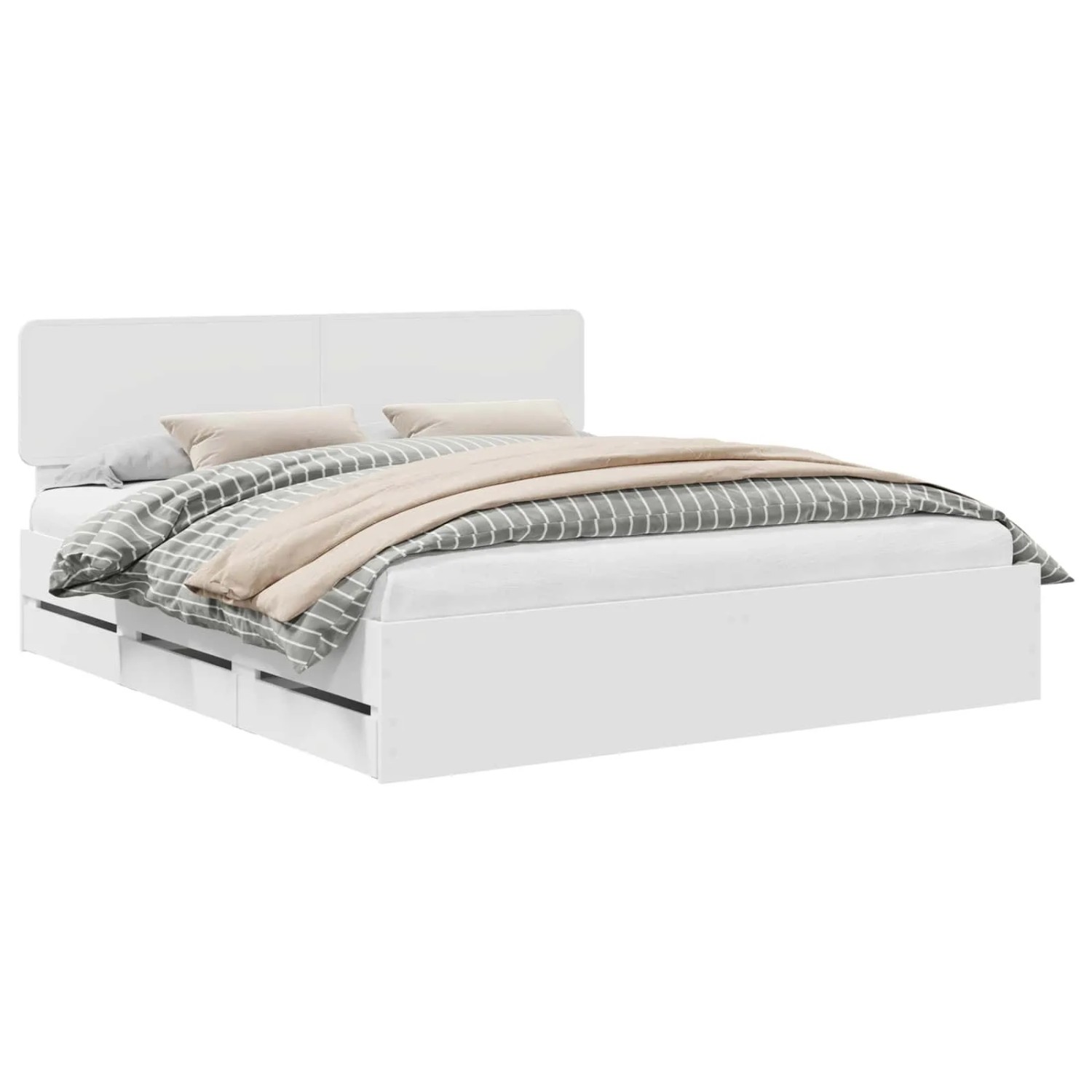 vidaXL Bettrahmen mit Schubladen Weiß 180 x 200 cm Ingenieurs Holz 3412157 günstig online kaufen