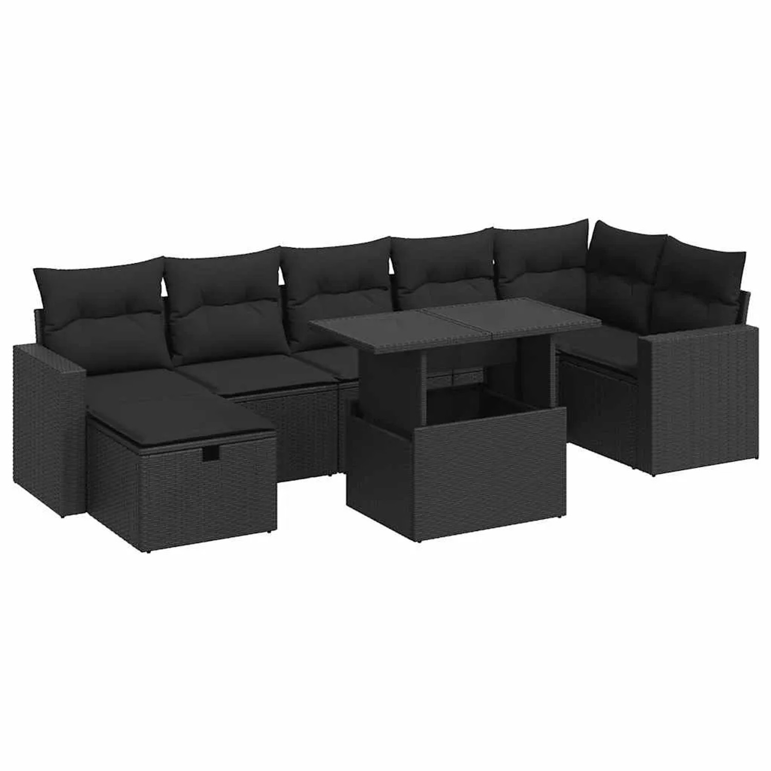 vidaXL 8-Tlg Garten-Sofagarnitur mit Kissen Schwarz Poly Rattan 3327825 günstig online kaufen
