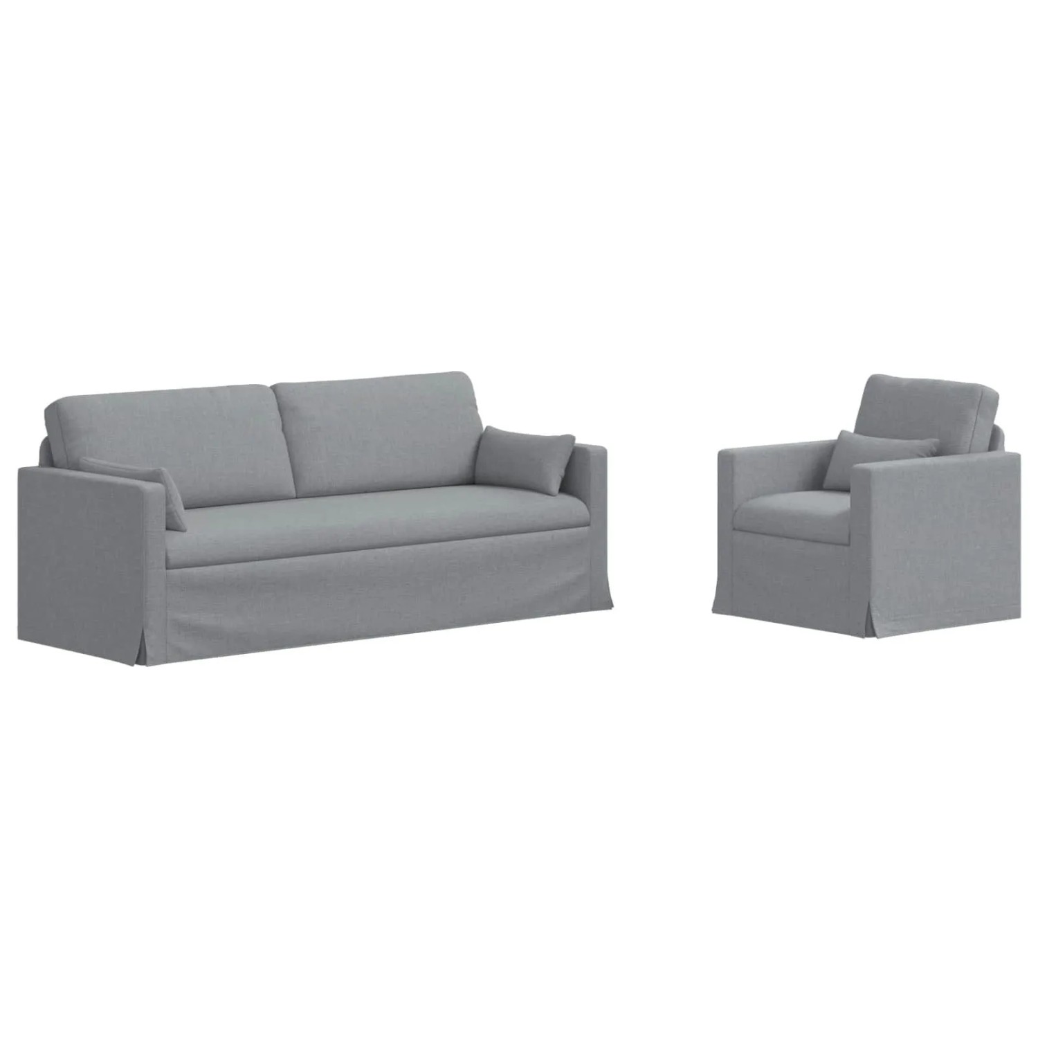 vidaXL Sofa 2-Tlg Hellgrau 198 x 78 x 80 cm Stoff 3407581