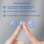 Bedienung des Aquabatos Badspiegels mit LED: Touch-Funktion für Licht, Heizung und Farbtemperatur.