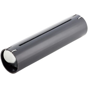 Wühlmaus-Lebendfalle aus Kunststoff, grau, mit Metallklappen.