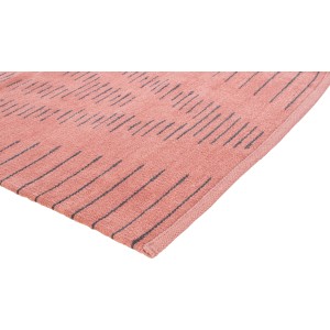 Gemusterter OBI Baumwollteppich in Terracotta-Schwarz, 60x90 cm. Wollteppich mit modernem Design.