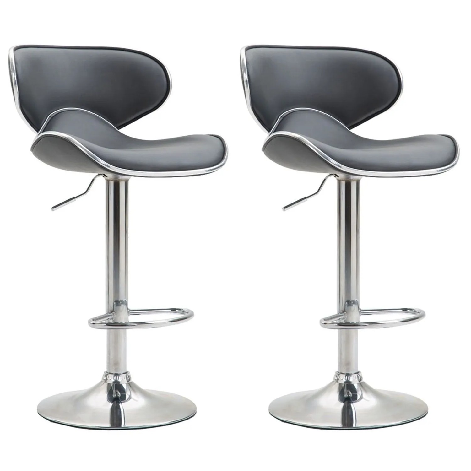CLP 2er Set Barhocker Las Vegas Kunstleder Grau/Chrom