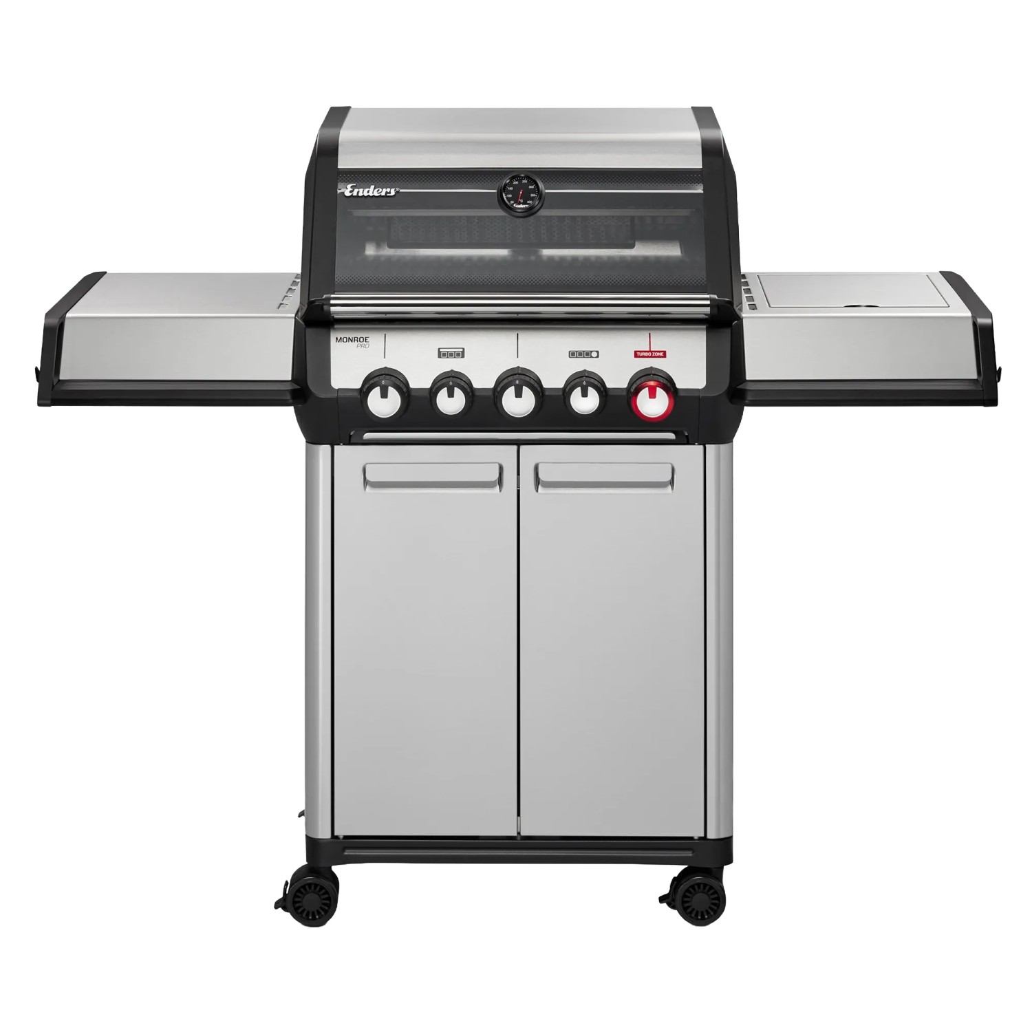 Enders Gasgrill Monroe Pro 3 SIKR Turbo mit Seitenkocher und Sichtfenster.