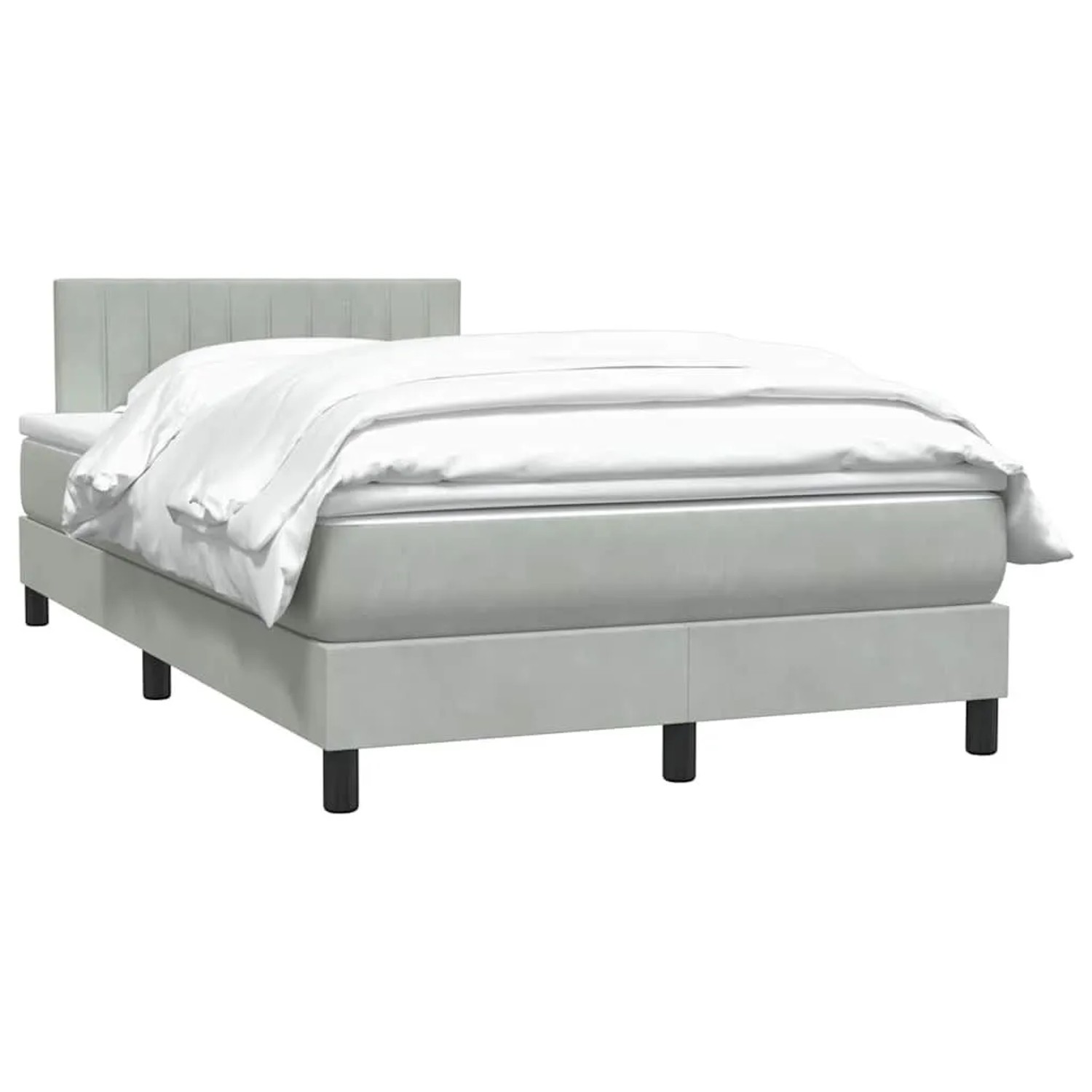 vidaXL Boxspringbett mit Matratze Hellgrau 120x210 cm Samt 3316395 günstig online kaufen